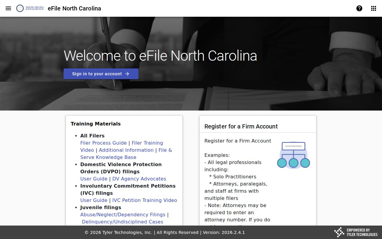 Mitchell County civil court docket filing context through North Carolina File and Serve