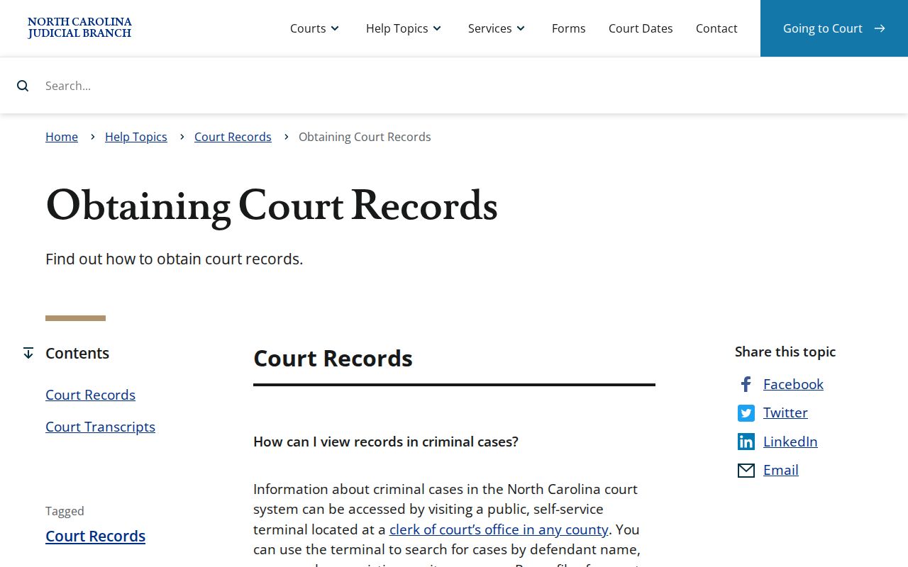 Mitchell County court records guidance from the North Carolina Judicial Branch