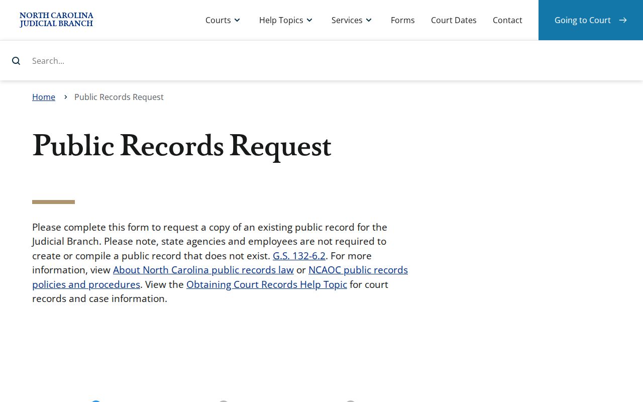 Mitchell County court records request boundary shown on NCAOC public records form