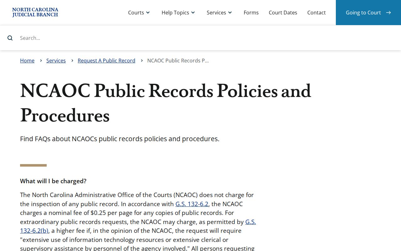 Mitchell County court records and NCAOC administrative records policy