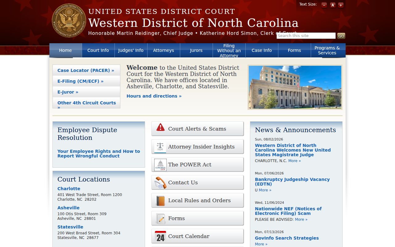 Mitchell County court records research and Western District of North Carolina court source