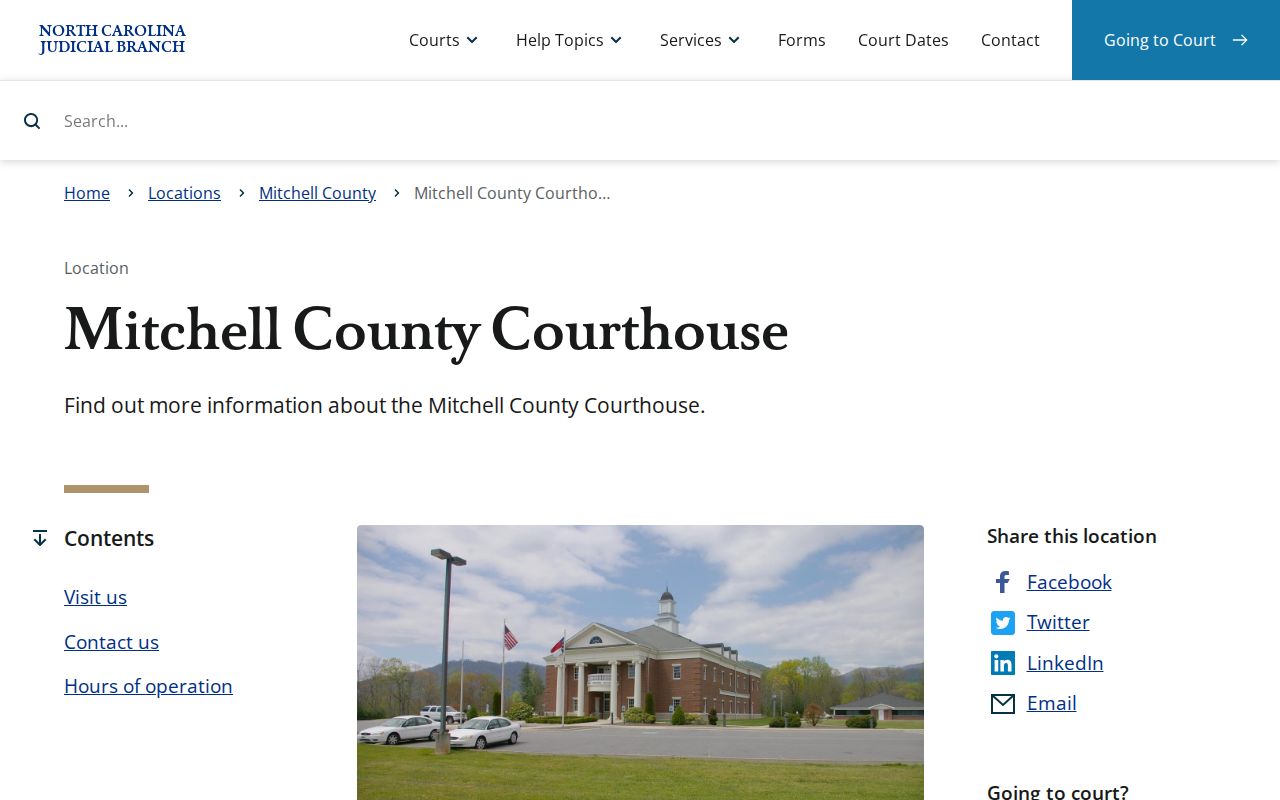 Mitchell County court docket courthouse in Bakersville