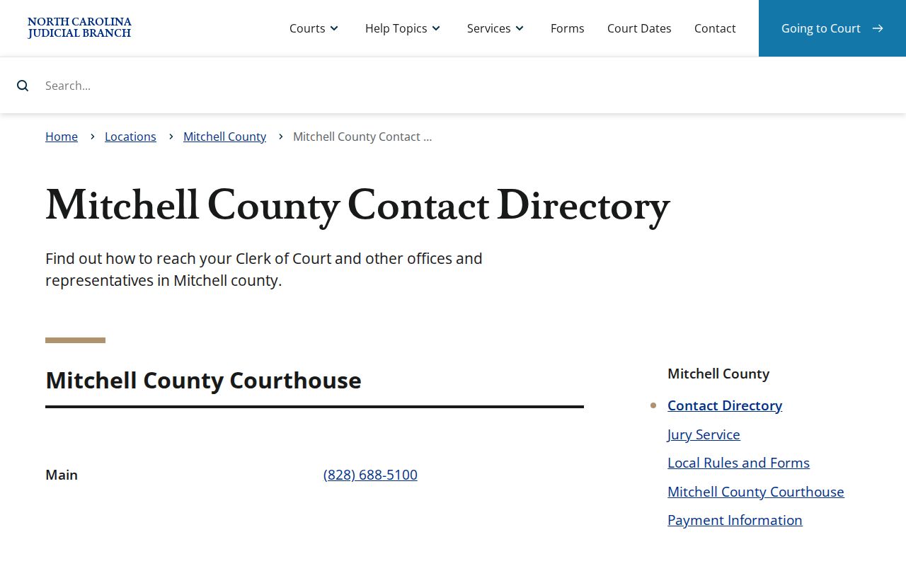 Mitchell County court docket contact directory